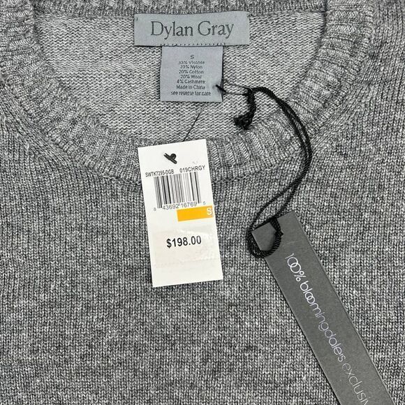 $198 New Dylan Gray Men S Crewneck Sweater Long Sleeve Wool Cashmere Pullover - Picture 8 of 10